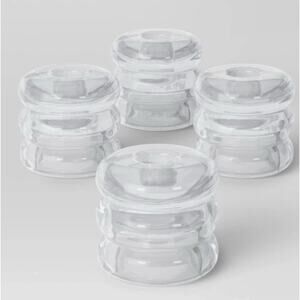Brand New Glass Clear Bubble style taper candle holder 4 pack